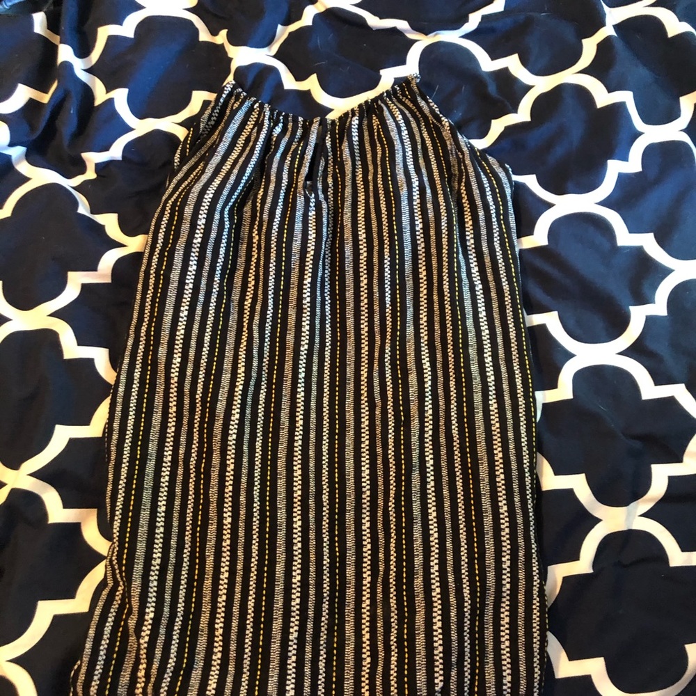 Black white and yellow halter shirt